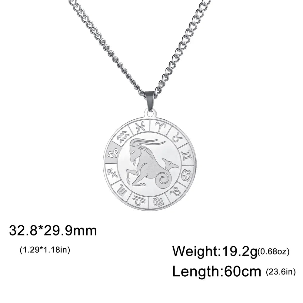 My Shape 12 Constellation Necklace Gothic Zodiac Pendant Chain Women Men Leo Aries Virgo Capricorn Birthday Jewelry Wholesale