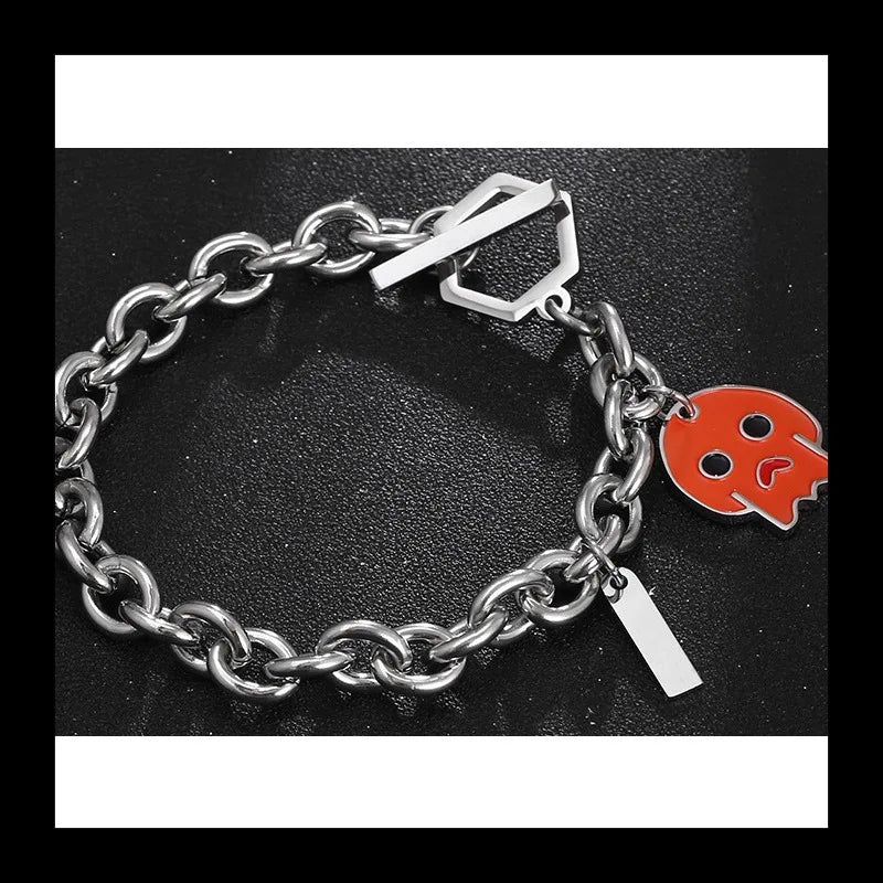 Skull Pendant Chain Bracelet — Stainless