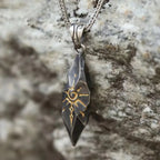 New Vintage Wishing Stone Men's Necklace Personalized Meteorite Pendant Necklace Stainless Steel Sweater Chain Accessories