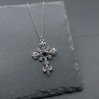 Y2k Black Series Cross And Bat Pendants Unisex Necklace Stainless Steel Chain Jewelry for Men And Women