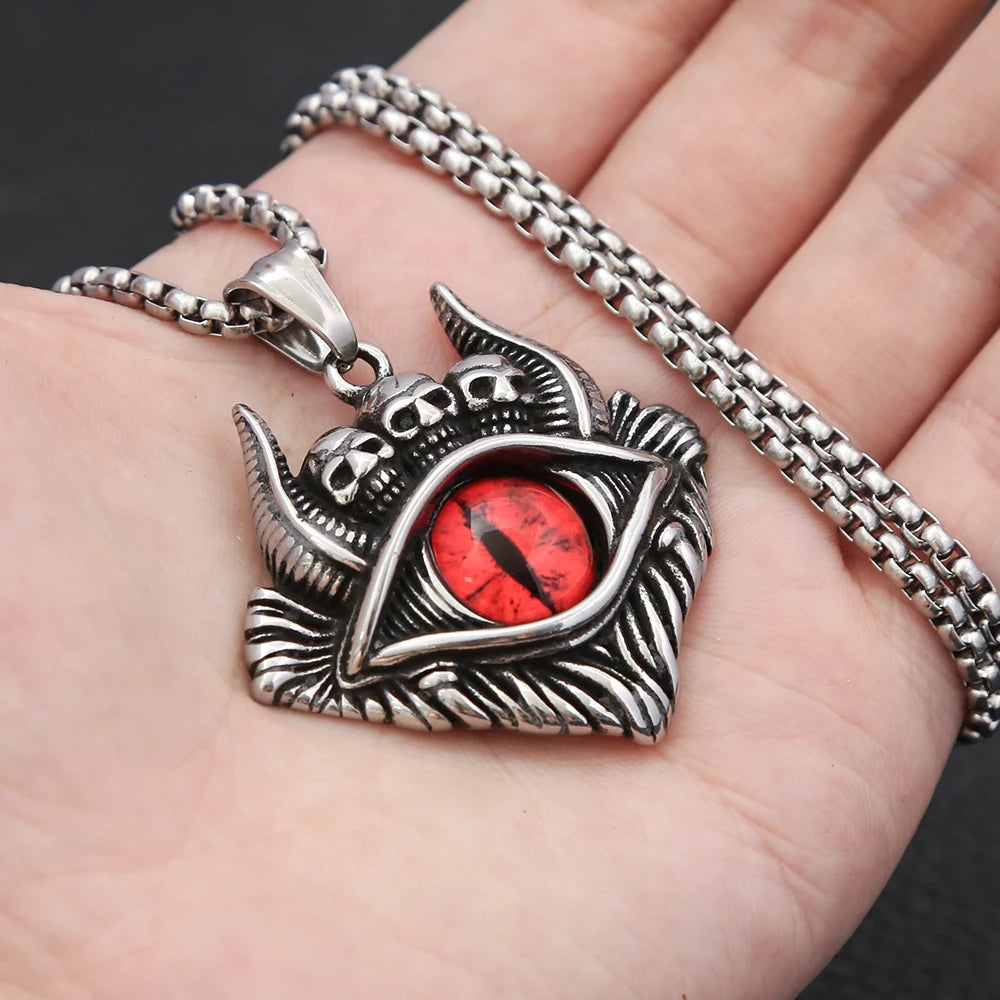 Skull Demon Eye Steel Pendant Vintage