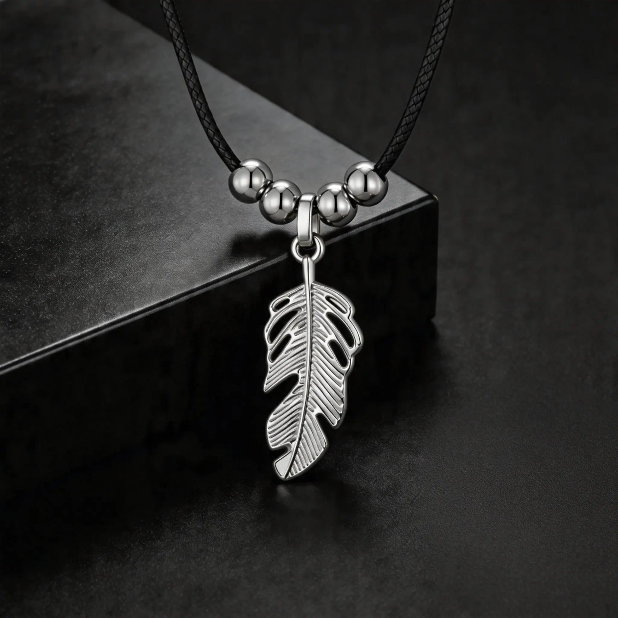 Feather Stainless Steel Pendant Necklace