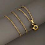 Luxury 24K 9999 Pure Gold real gold Solid Football Pendant Men's Twist Necklace
