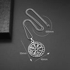 Nordic Rune Compass Necklace — Stainless Steel