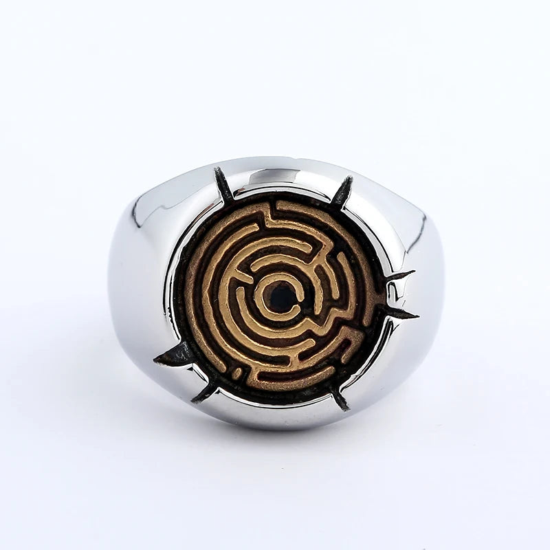 Vintage Gothic Biker Maze Ring — Stainless Steel
