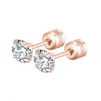 4 Prong CZ Zircon Stud Earrings — Cartilage Screw Back Piercing