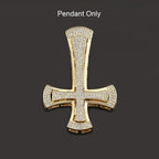Iced Out Inverted Cross Pendant Necklace 11mm Miami Chain