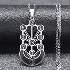 Kabbalah Sephirot Tree of Life Crescent Moon Necklace Cabala Stainless Steel Pendant Necklaces Jewelry Gitfs עץ החיים