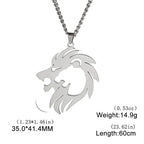 My Shape Lion King Crown Pendent Necklaces for Men Boys Stainless Steel Punk Animal Wolf Charms Choker Chains Hip Hop