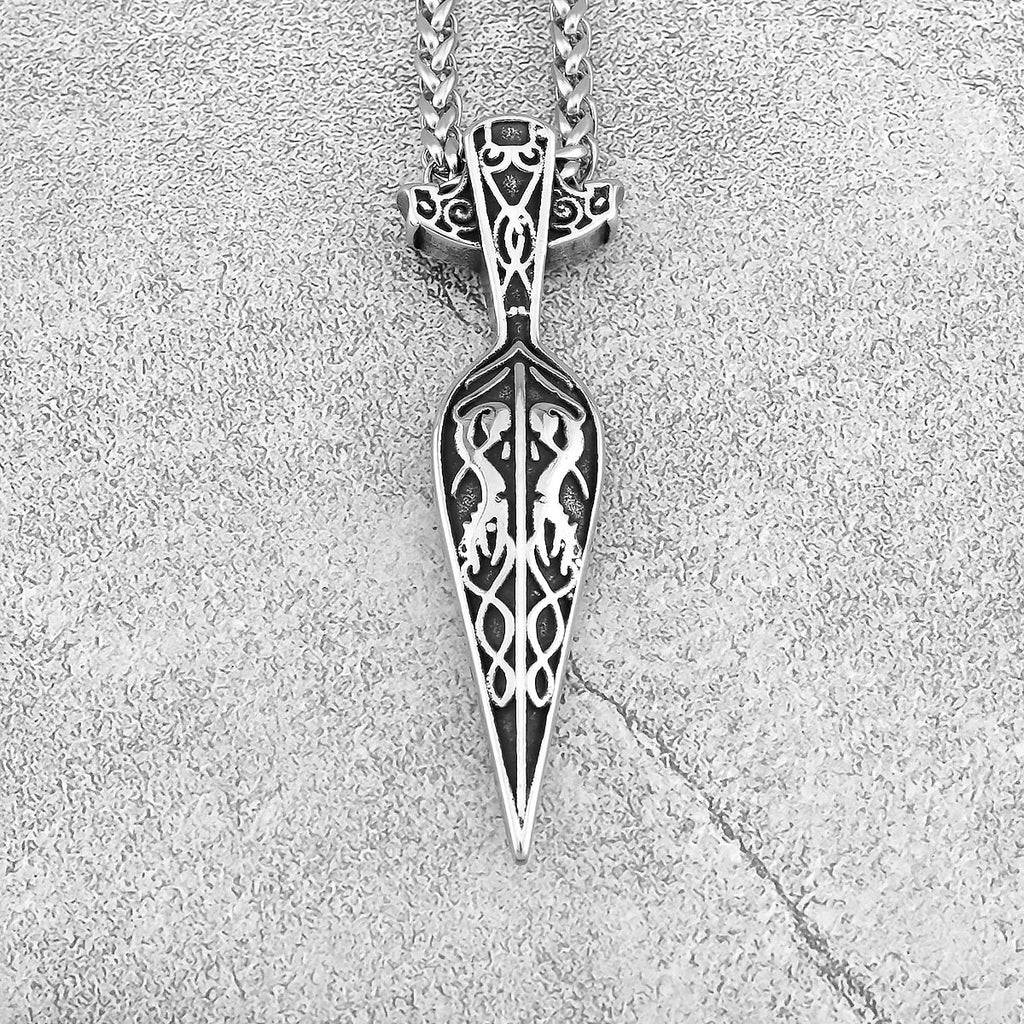 Viking Sword Spear Stainless Steel Pendant Necklace Men's Scandinavian Pirate Amulet Necklace Fashion Jewelry Gift