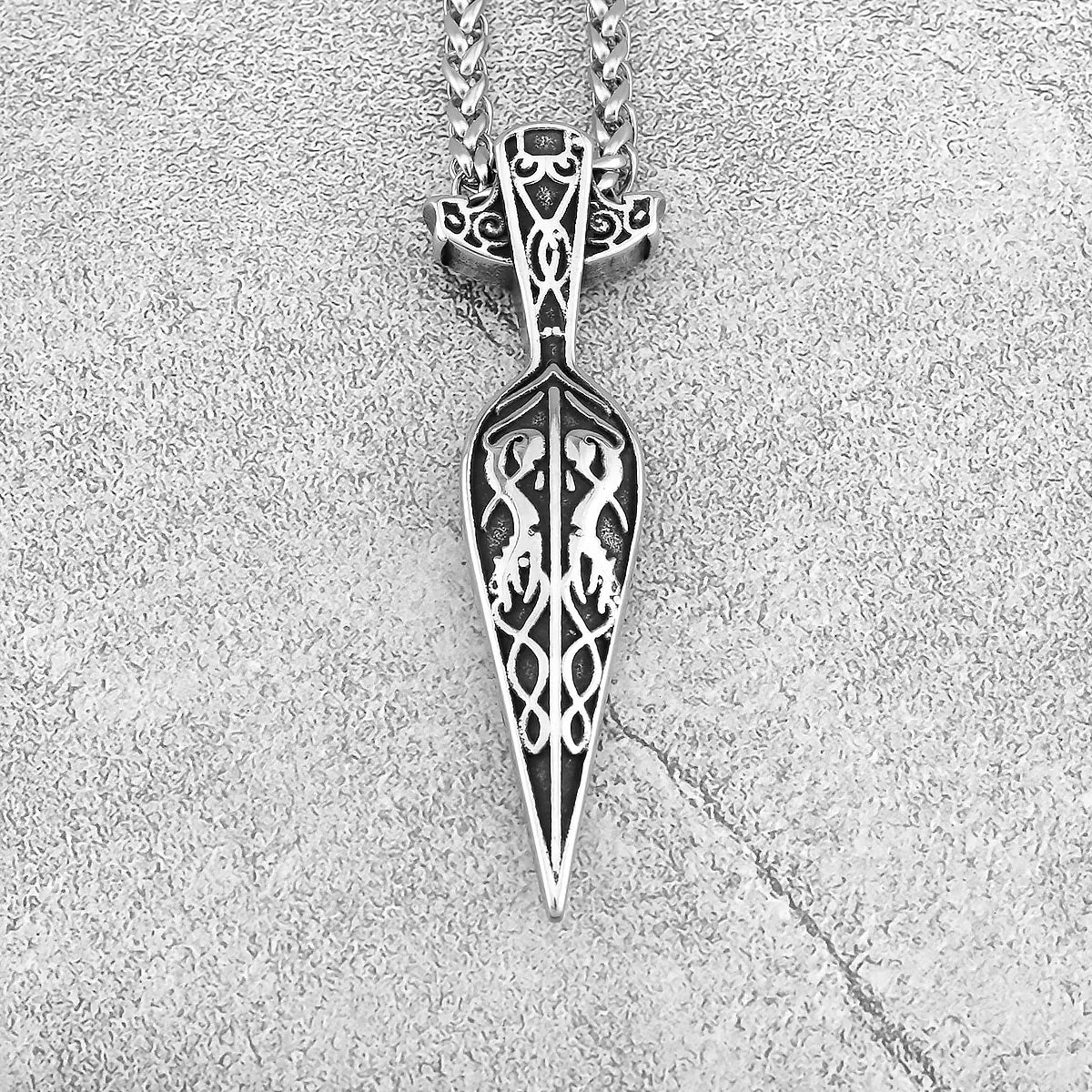 Viking Sword Spear Stainless Steel Pendant Necklace Men's Scandinavian Pirate Amulet Necklace Fashion Jewelry Gift