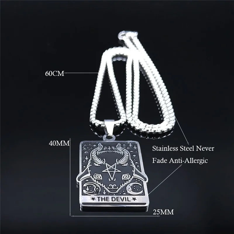 Satan Tarot Inverted Pentagram Pendant Necklace — Stainless Steel