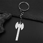 Viking Silver Ring Nordic Rune Axe Keychain Mythology