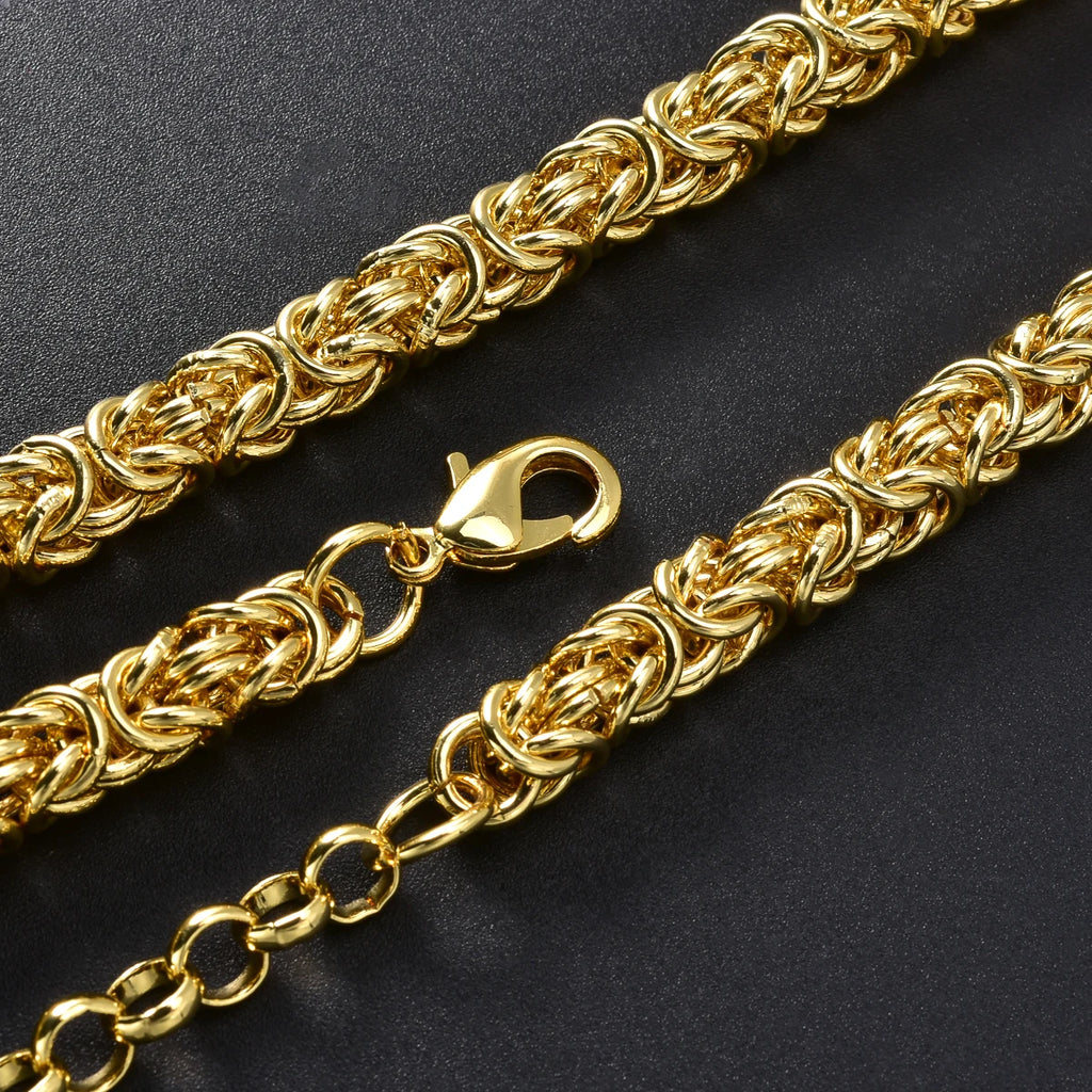 Minimalist Braided Chain Necklace Bracelet Set Lobster Clasp