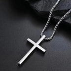 2026 Hip Hop Trend Cross Pendant Necklace for Men Punk Silver Color Titanium Steel Chain Versatile Street Jewelry Accessories