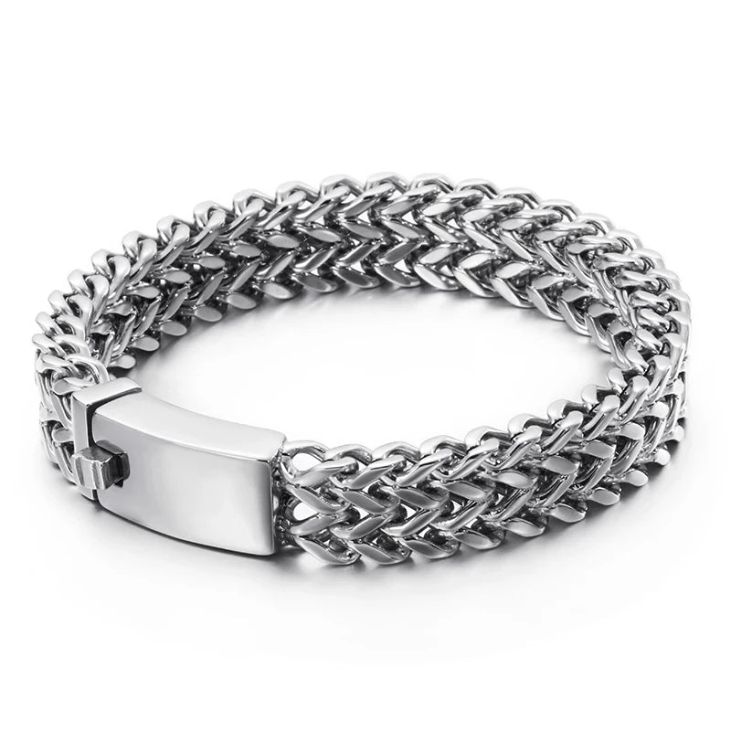 12/18/30mm Wide Mesh Chain Stainless Steel Bracelet for Men Shiny Rock Cool Boy Wristband Heavy Metal Jewelry Gift