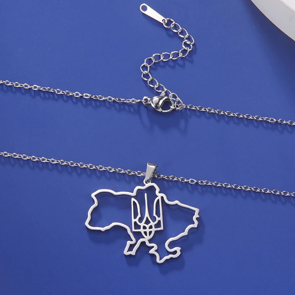 Tryzub Ukrainian Trident Necklace — Stainless Steel
