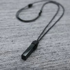 Unisex Natural Black Obsidian Rectangle Pendant Necklace Simple Black Wax Rope Adjustable Length Suitable for Men And Women Idea