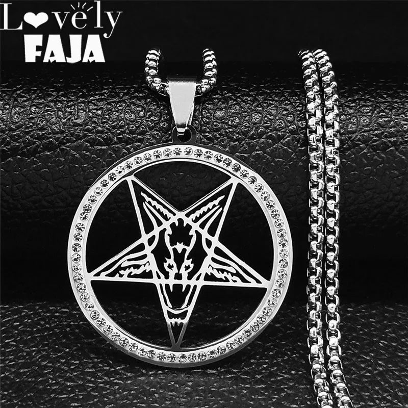 Skull Star Silver Pendant Necklace — Stainless Steel