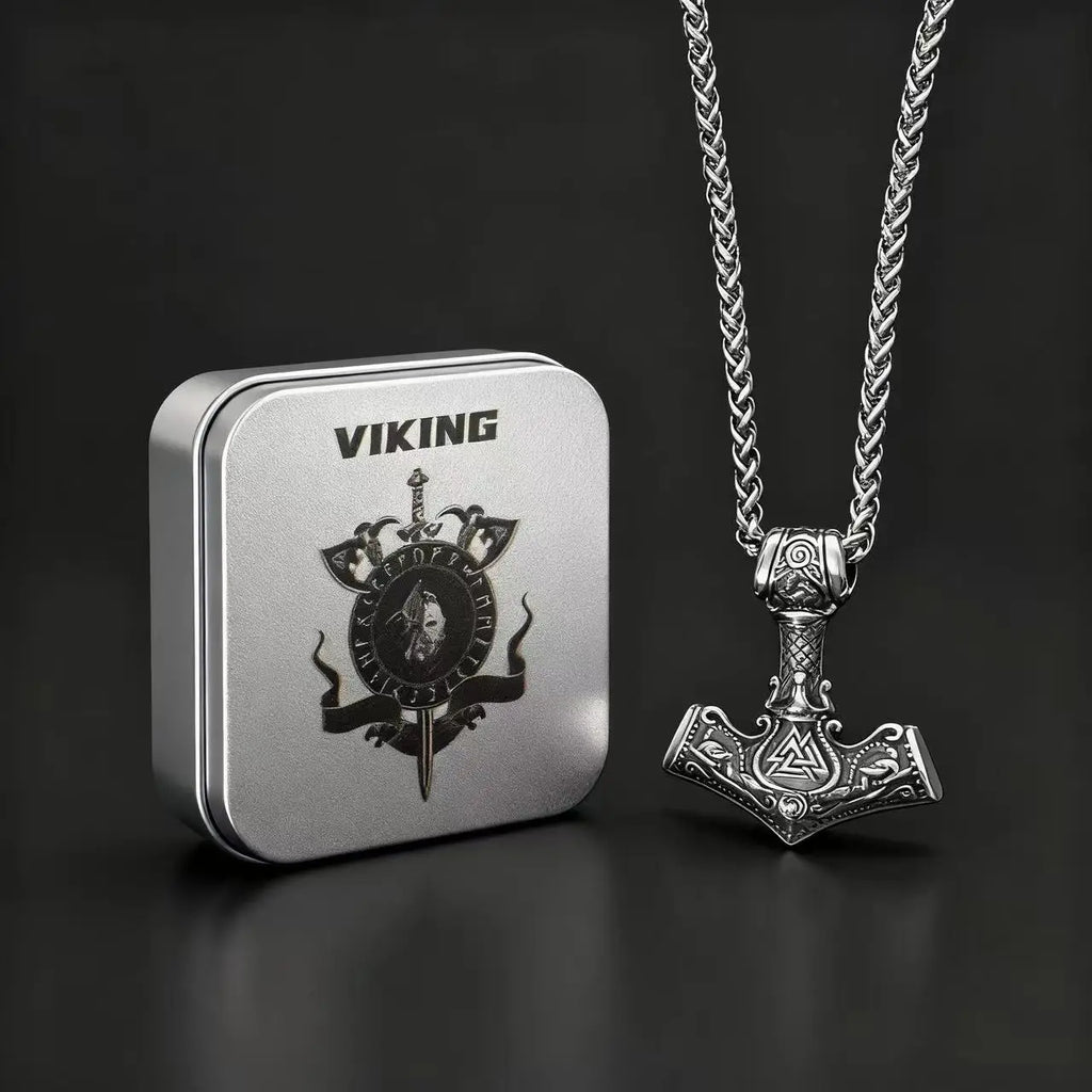 Mjolnir Steel Pendant 316L Norse Odin Knot