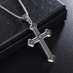 Silver Cross Pendant Necklace Vintage Box Chain
