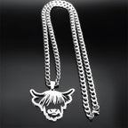 Highland Cattle Cow Pendant — Silver