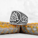 Vintage Stainless Steel Viking Amulet Ring Norse Compass Runes Men and Women Rings Teens Multi Style Jewelry Boyfriend