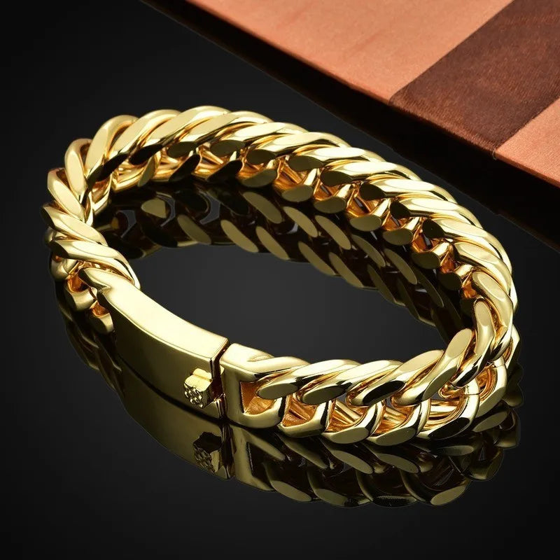 men cube bracelet Stainless Steel Cuban Chain Bracelets for Men, Silver Color Fashion Hip Hop Male Boy Wristband Jewelry