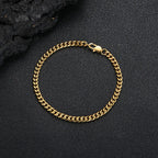Gold Stainless Steel Cuban Chain Necklace 4-8MM