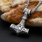 Unique Vintage Viking Thor Hammer Pendant For Men Stainless Steel Celtic Knot Necklace Punk Amulet Jewelry Gifts