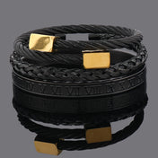 3pcs Luxury Stainless Steel Man Bracelet Set Roman Number Bangles Women Jewelry Couple Gift