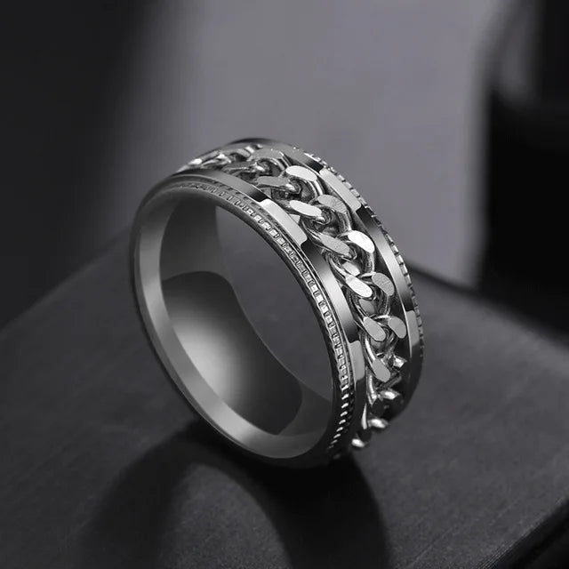Rotatable Chain Spinner Ring — Two-Tone