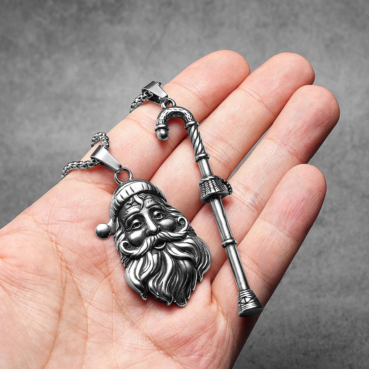 Christmas Candy Cane Pendant — Stainless Steel