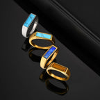 Natural Stone Geometric Ring — Stainless Steel