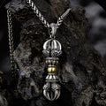 Ethnic Style Gold Silver Collision Vajra Pendant For Men Jewelry Blessing Ward Off Evil Vajra Pestle Necklace Male