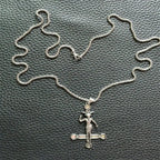 Baphomet Pentagram Cross Necklace — Black Metal