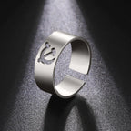LIKGREAT USSR Symbol Hammer and Sickle Ring Stainless Steel Wide Open Signet Ring for Women Vintage Jewelry New Party Gift