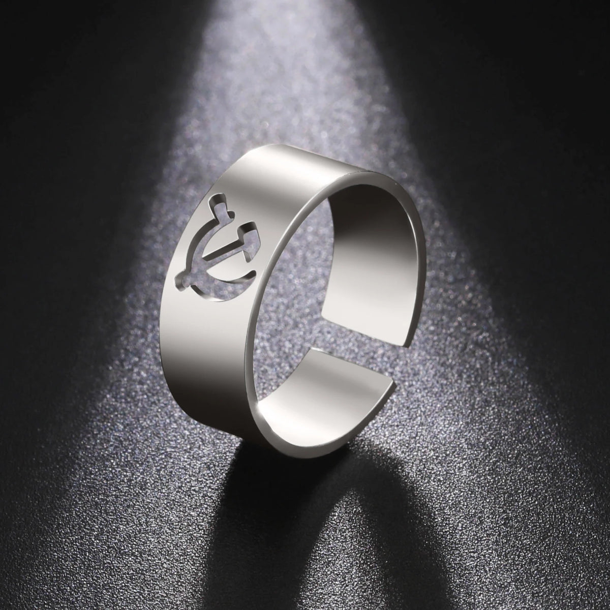 LIKGREAT USSR Symbol Hammer and Sickle Ring Stainless Steel Wide Open Signet Ring for Women Vintage Jewelry New Party Gift