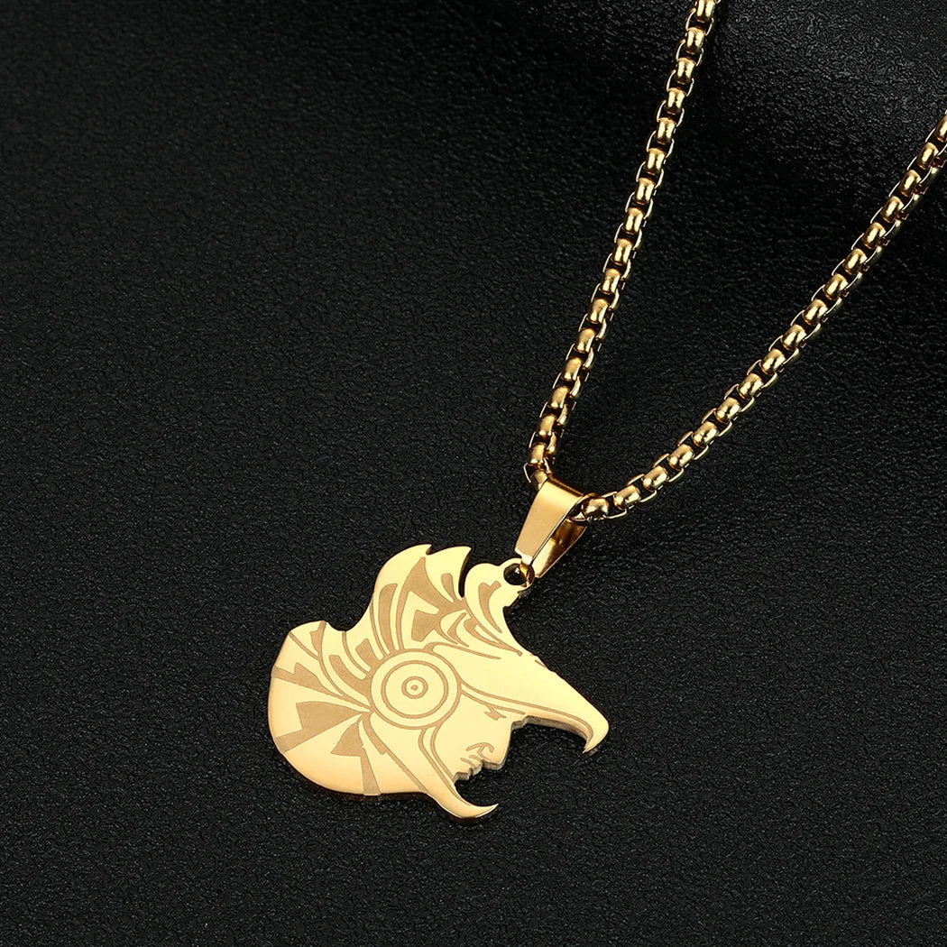 Viking Calendar Rune Medallion Pendant Necklace — Stainless Steel