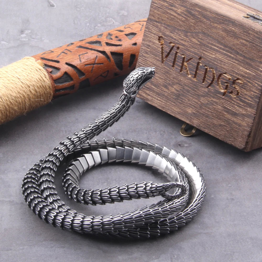 Stainless Steel Viking Ouroboros Necklace Men's Punk Gothic Snake Necklace Fashion Biker Vintage Charm Jewelry Gift Wholesale