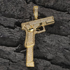THE BLING KING Iced Out Full Zirconia Large Size Pistol Gun Pendant Necklace Punk Hip Hop Mens Rapper Shiny Party Jewelry Gift