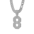 Lucky Number 8 Iced Out Cuban Pendant Necklace 13mm