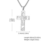 Catholic Jesus Cross Pendant Necklace for Men Women Stainless Steel Long Chain Vintage Necklaces Waterproof Christian Jewelry