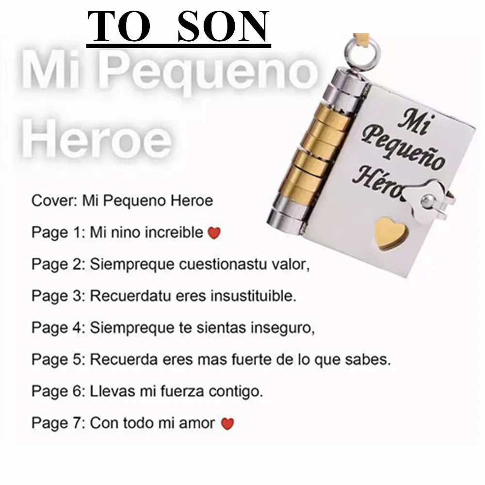 Spanish Granddaughter Book Necklace Engraved Information Heart Locket Pendant Gifts From Grandma Jewelry