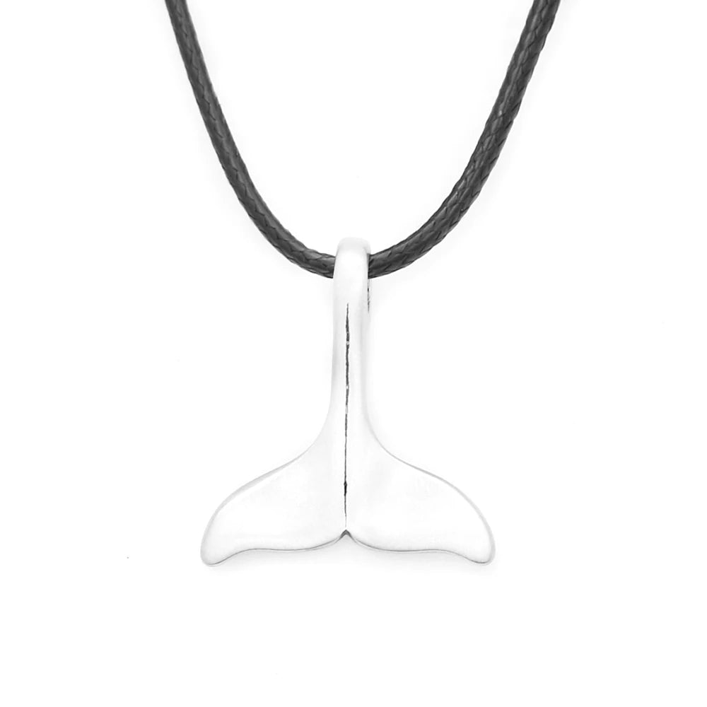 New Fashion Vintage Whale Fish Tail Pendant Necklaces For Men Women 316L Stainless Steel Punk Sea Animal Jewelry Gifts Wholesale