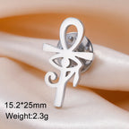 Dawapara Ankh Cross Brooch Ancient Egyptian Eye of Horus Lapel Pins Protection Amulet Stainless Steel Jewelry