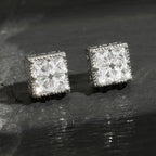Iced Out Square Stud Earrings for Men — Gold-Tone Piercing Studs