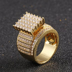 Hip Hop Star Rings for Men Women Diamond Cuban Ring Rapper Party 18K Gold Plated Fine Jewelry Gifts for Men Gilrs Boys