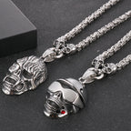 Punk Skull Head Pendants Necklaces for Men Stainless Steel Men's Pendant Necklace With 45--72CM Long Chain Halloween