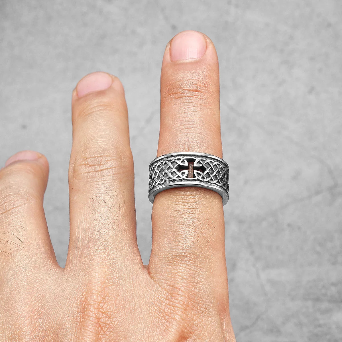 Viking Celtic Knot Cross Stainless Steel Womens Mens Rings Punk Vintage For Boyfriend Biker Jewelry Creativity Gift